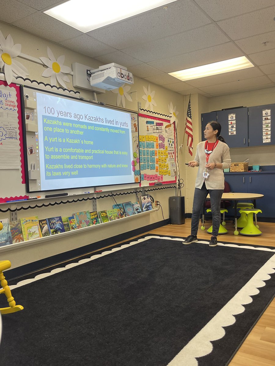 MrsRasmussen27's tweet photo. Timur's Mom and Spaulding assistant, Ms. Aliya came to teach us about Kazakhstan ahead of APIDA heritage month.  She even brought traditional Kazak treats!🇰🇿🇰🇿🇰🇿 https://t.co/ZExyDy1sWC