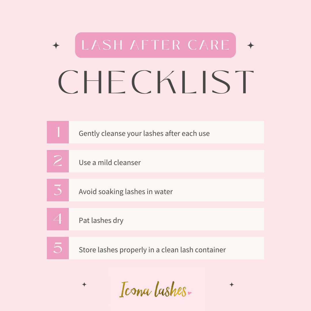Lash queens, it's time to show your lashes some love! 💖 Check out our essential lash aftercare list for long-lasting fluttery perfection. 🌸 
#LashCareTips #iconalashes #makeuptips