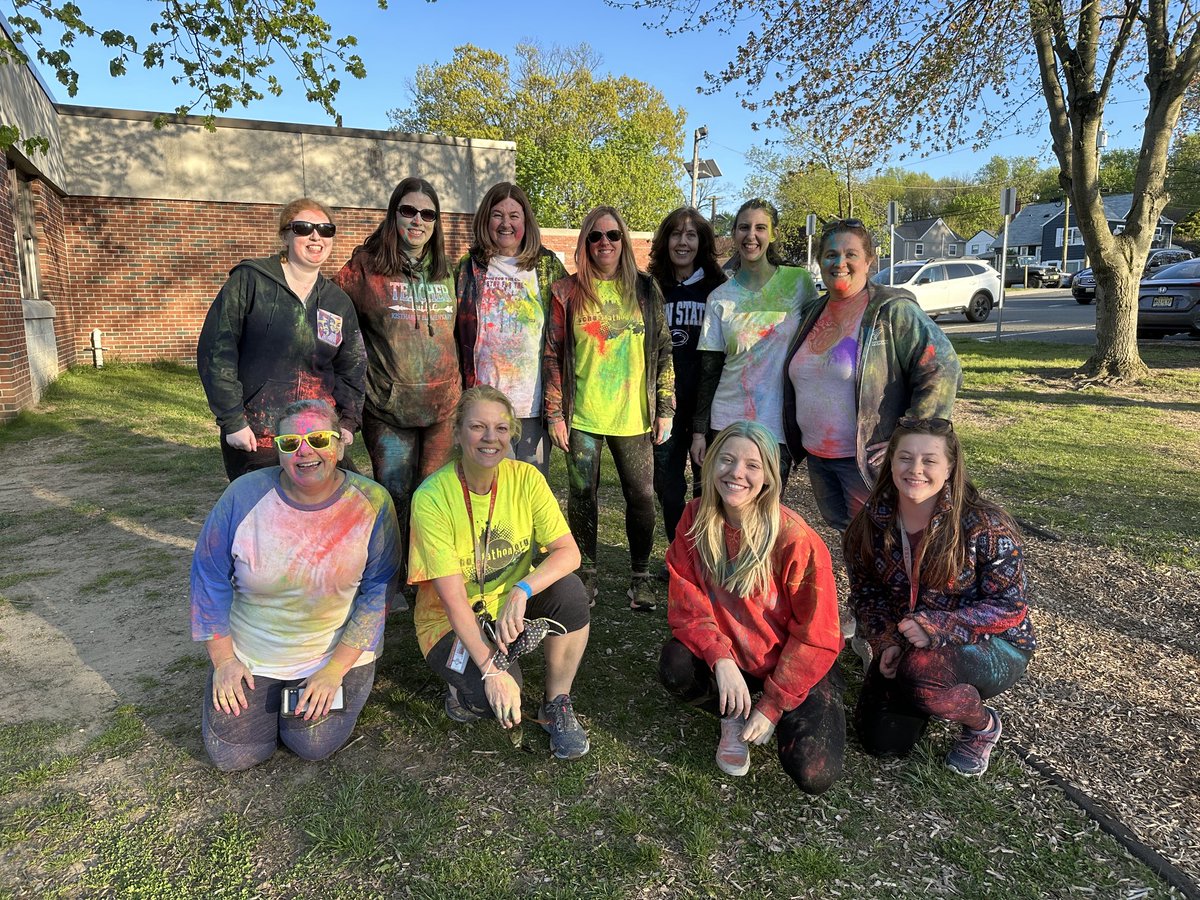 Before and after photos of Comet Teachers and Hamilton Township Mayor Jeff Martin at the PTA Color Run Fundraiser. Fun evening event with our families and students! Thank you, PTA! ⁦@WeAreHTSD⁩