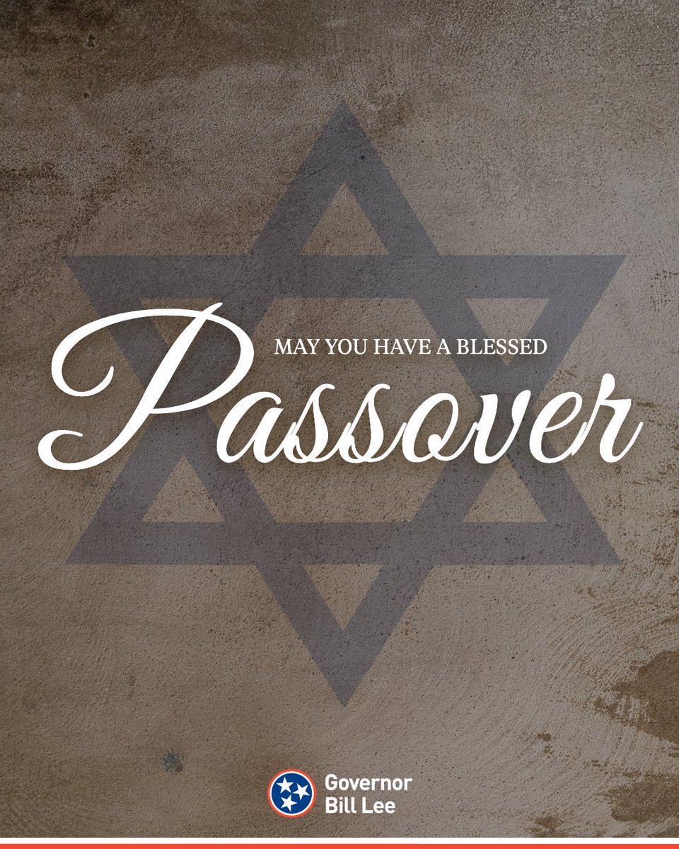 Passover is a reminder that even in the midst of unspeakable persecution, God will always watch over Israel & her people. Maria & I wish a happy Passover to all Tennesseans who celebrate.