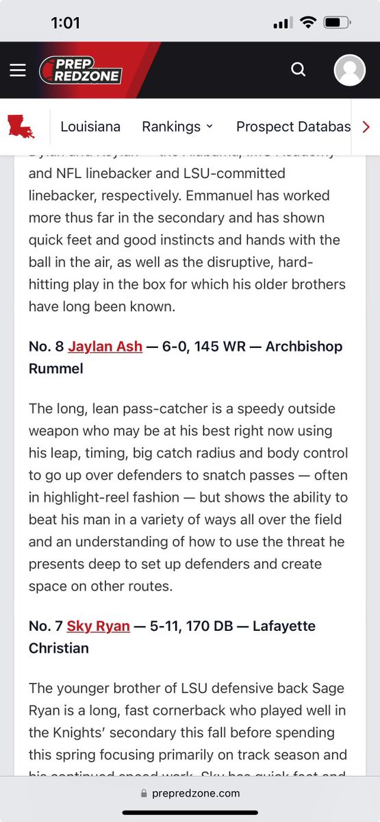 AGTG!! Blessed to be Ranked the Number 8 player in the state and #1 WR in the state of La in the class of 27’. Still a lot of work to be done, this is just the beginning @CAMP_HARDY @JeritRoser @JimmyDetail @IamRossWoods51 @sir_markel_rock @PrepRedzoneLA