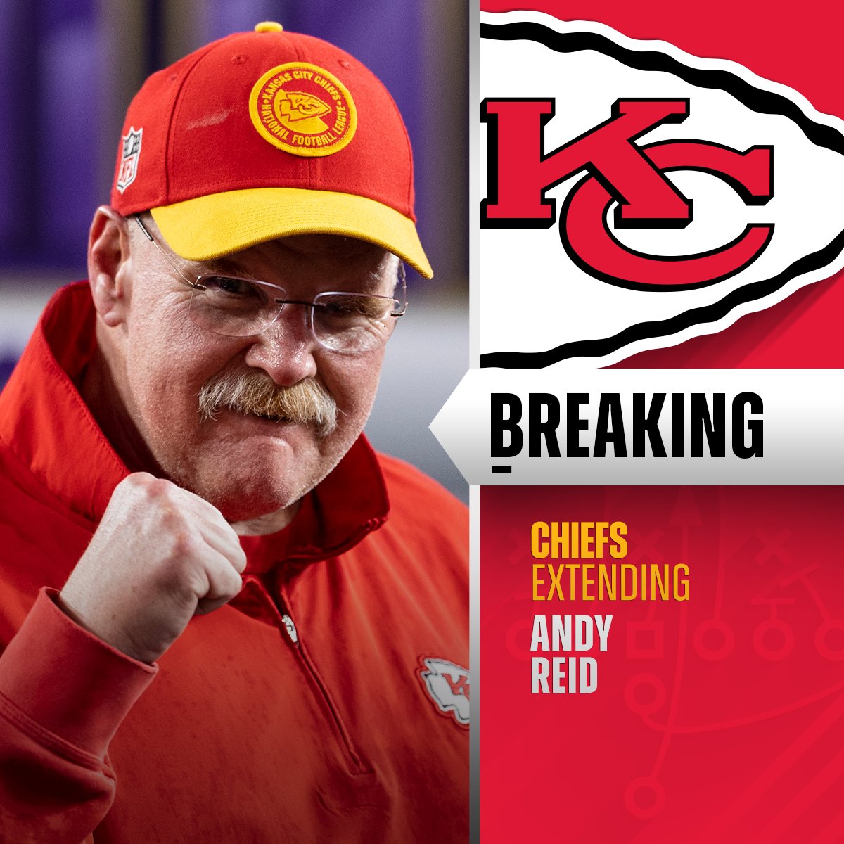 NFL's tweet photo. Chiefs sign HC Andy Reid to contract extension. https://t.co/RqxesvD8My
