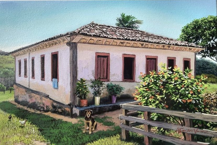 FotosDeFatos's tweet image. Obra chamada “Casa de Vó” de 2020. Óleo sobre a tela do artista brasileiro Alfredo Vieira. SENSACIONAL!
