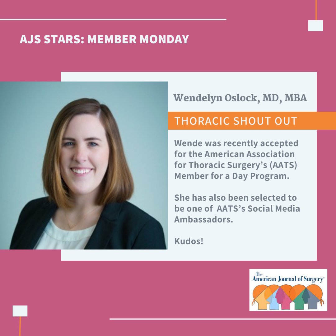 #MemberMonday 🌟 Shout out to @WendelynOslock who was accepted to participate in @AATSHQ's Member for a Day Program. 💪 Wende will also be one of their Social Media Ambassadors! 👥 🫁 👀 To learn more about the Member for a Day Program and @AATSHQ : aats.org/about-the-aats