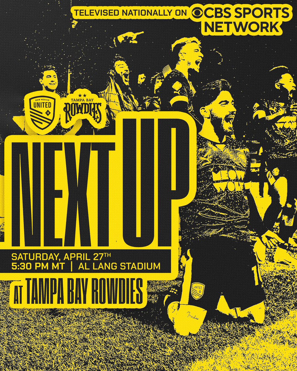 United on the big screen 📺 Watch the Black & Yellow on @CBSSportsNet as we take on Tampa Bay Rowdies this Saturday at 5:30pm MT! #SomosUnidos