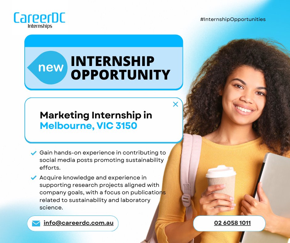 Our dynamic host company, located in Melbourne, is on the lookout for a marketing intern. 

Jump into this internship to gain real-world marketing experience and get guidance from experienced professionals. Submit your resume to 📧 info@careerdc.com.au

#internship #careerdc