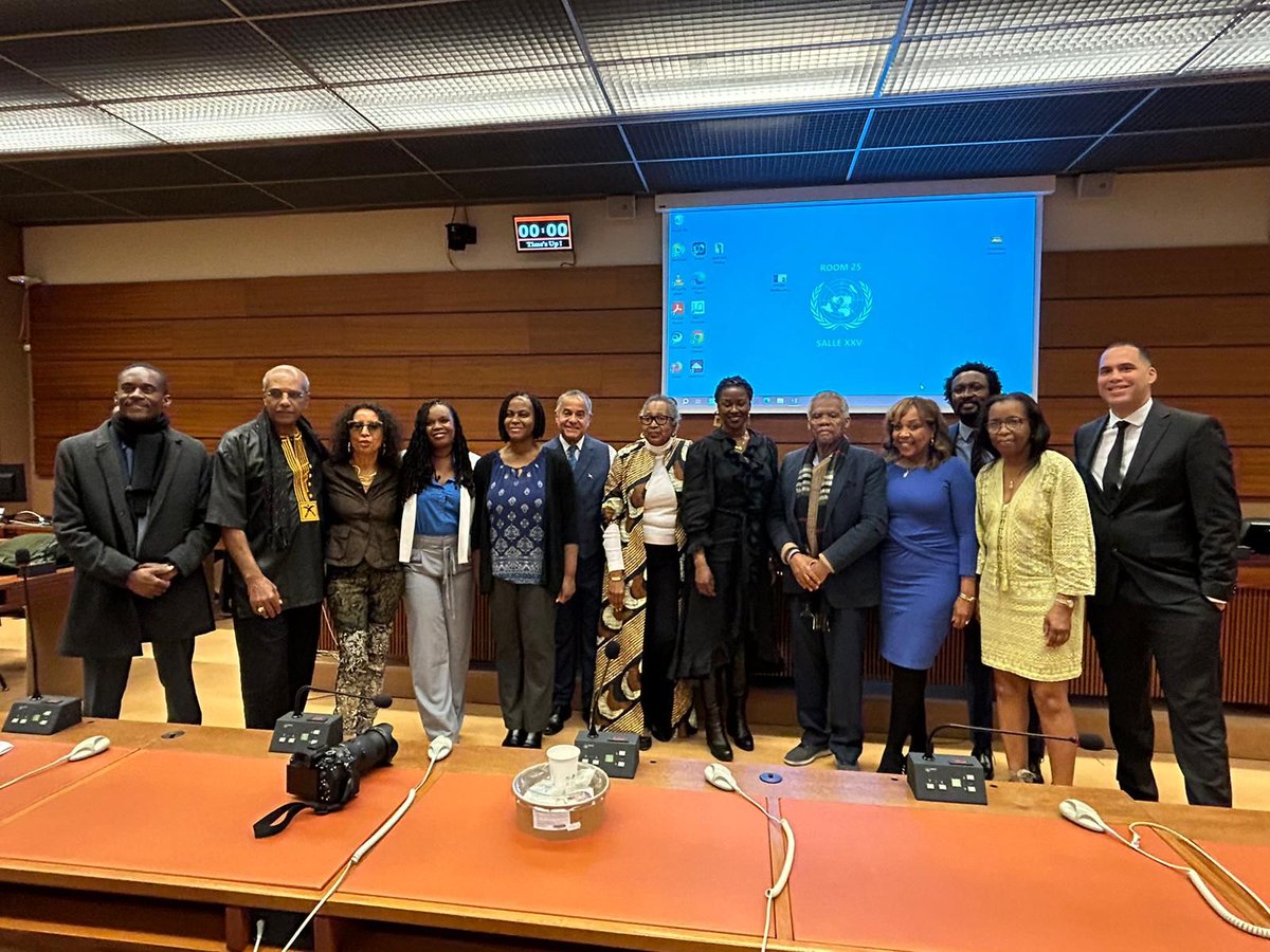 While our colleagues from @ijdh couldn't attend the 3rd session of the Permanent Forum on People of African Descent due to discriminatory travel barriers and heightened insecurity in Haiti, Haitian civil society made a strong presence in Geneva!