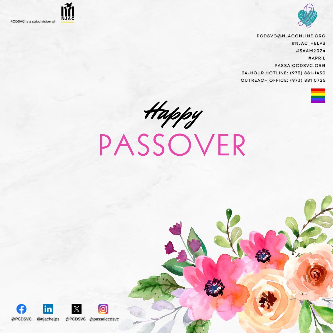 Happy Passover! 

 #Passover #passaiccountynj #patersonnj #enddomesticviolence #endsexualviolence #nonprofit #newjersey #njac_helps