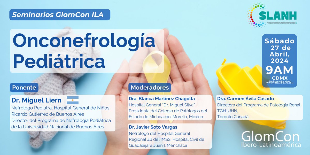 Te invitamos este sábado al seminario: ☞ Onconefrología Pediátrica 🗓️ 27 de Abril 2024 🕘 9 am CDMX 👨🏻‍⚕️ Dr. Miguel Liern 🇦🇷 Zoom ID: 863 6358 3637 Pass: 343 190 #GlomConILA #GlomConAmor #MeGusta