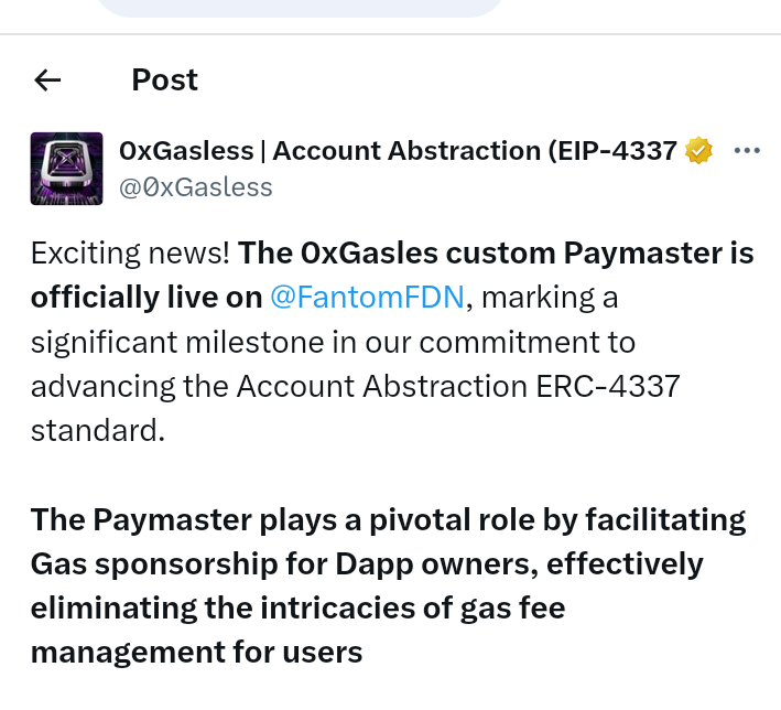 AsanteAsiedu5's tweet image. #0xgasless Labs is a #AccountAbstraction infrastructure provider. Their software development kit is live 🔥 and certified.
#softwarewallet
#Paymaster