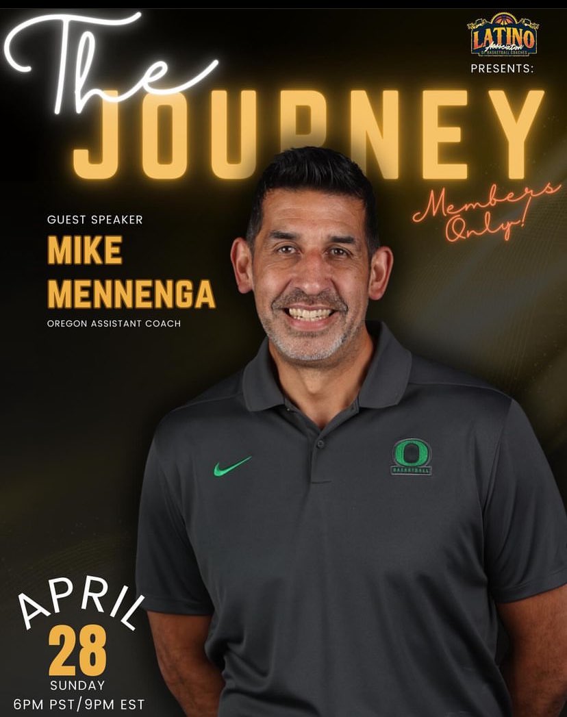 Our first guest is @OregonMBB assistant coach, @mennenga32 This session will be moderated by Executive Board Member @CoachOSanchez Click the link in the bio to become a member. #LatinosInCoaching #LABC #LatinasinSports