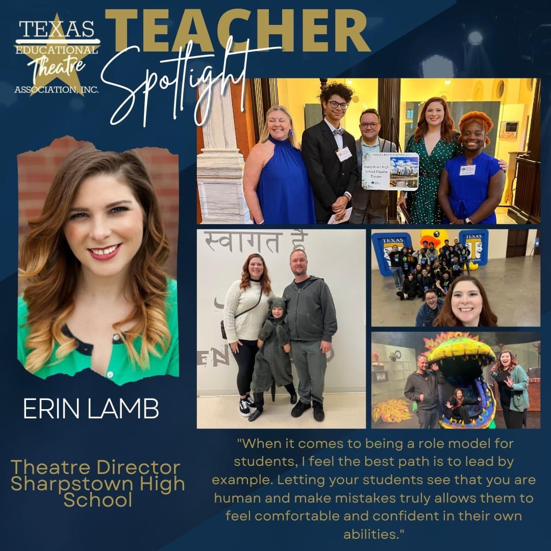 SHS_Theatre's tweet image. Congratulations to Mrs. Lamb for receiving a teacher spotlight from @TETATX !Thank you Mrs.Lamb for all your hard work, talent, and dedication to our students and program. #sharpstowntheatre #troupe6511 #apollos #theatre #txeta @HoustonISD @Sharpstown_HS @JB_HISD_Theatre