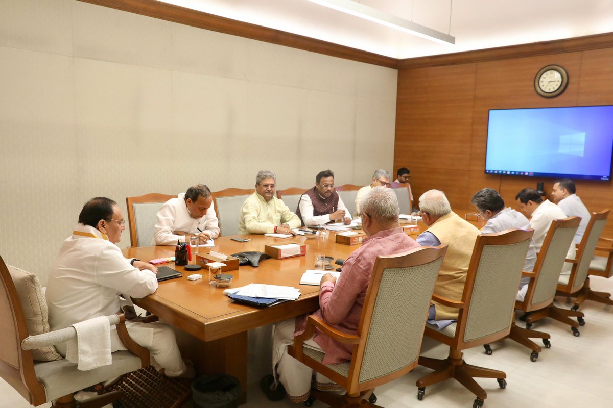 Glimpses from National General Secretary meeting, presided over by BJP National President Shri @JPNadda, at BJP headquarters in New Delhi.