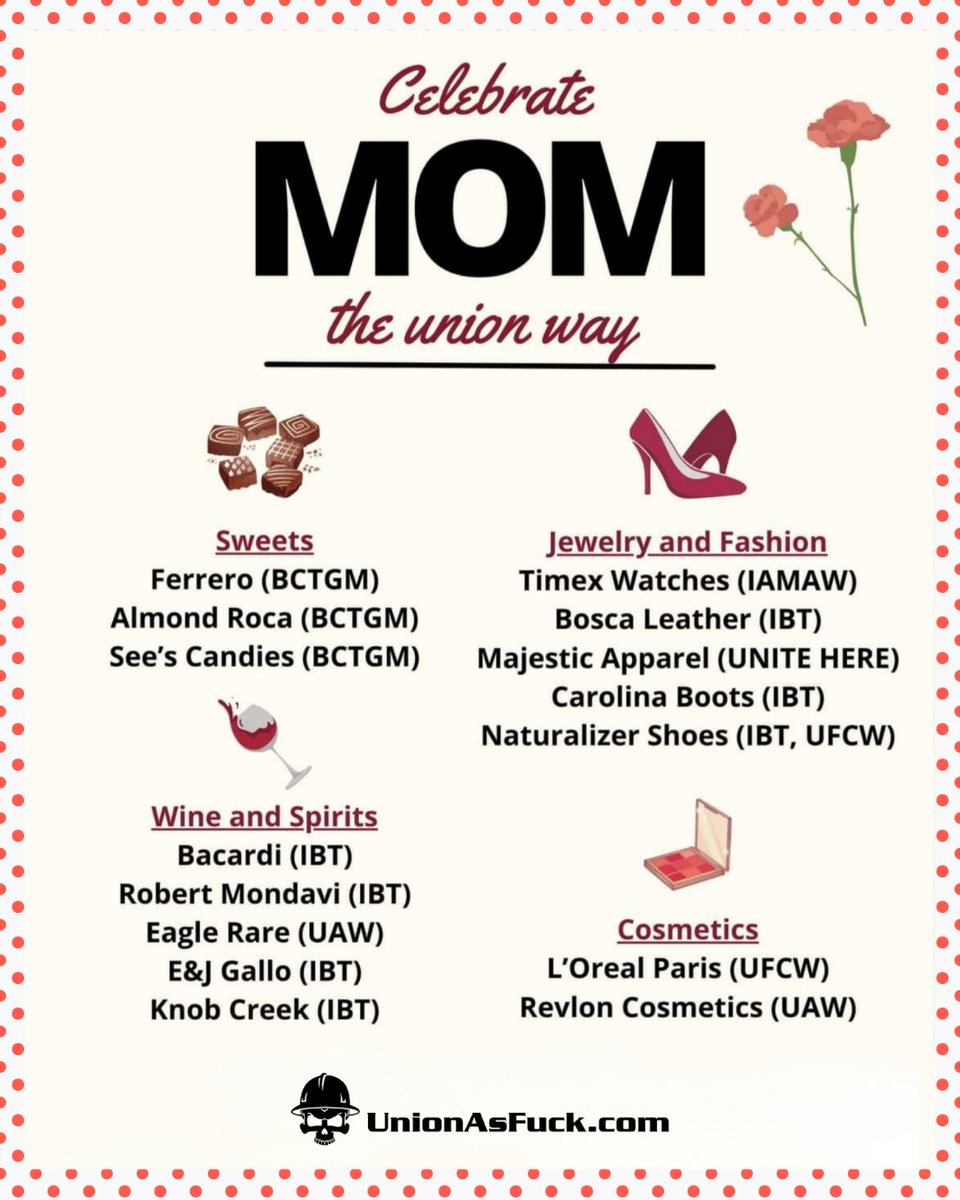 #MothersDay is coming up.  If you're celebrating, make sure it's #UnionMade 
#UnionAsFuck #UnionAF #UnionAFLocal69