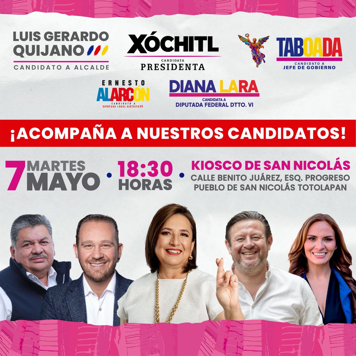 Demostrando el apoyo de #LaMagdalenaContreras hacia la alianza, estaremos con @XochitlGalvez @STaboadaMx @Luis_GQM Ernesto Alarcón y Diana Lara