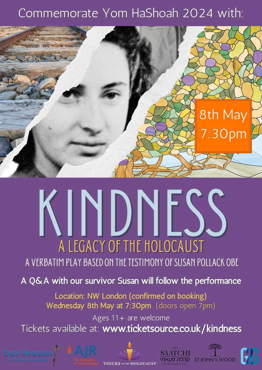 Kindness: A Legacy of the Holocaust will take place on Wednesday 8 May at 7.30pm at a NW London venue to mark #YomHaShoah. It is being organised by @Voices_news, a project that Milton Keynes & District Reform Synagogue are deeply involved in. Book here: ticketsource.co.uk/kindness