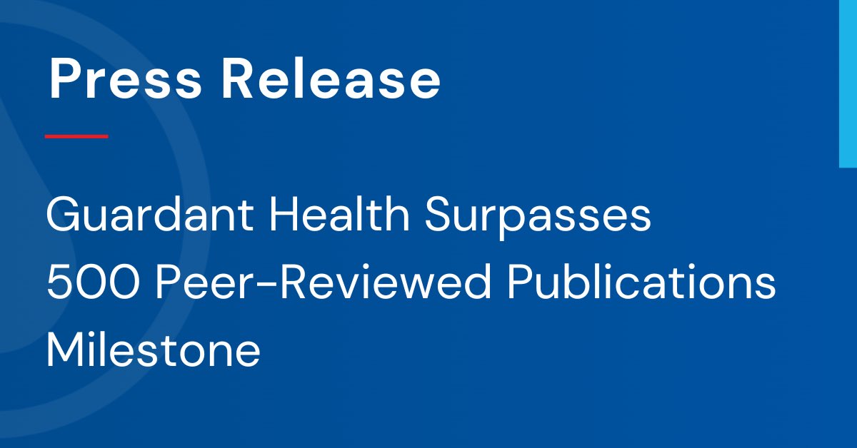 This morning we announced that our research has reached a new milestone: 500 peer-reviewed publications featuring Guardant's technology in esteemed scientific journals. Full release: investors.guardanthealth.com/press-releases…