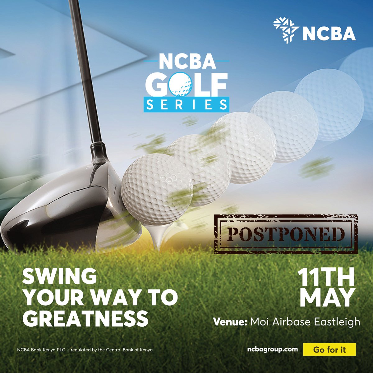 As we continue to experience unpredictable weather, the NCBA Golf Series on 11th May has been postponed. We will keep you posted on the new dates hope to see you soon! #NCBAGolfSeries #GoForIt #NCBATwendeMbele