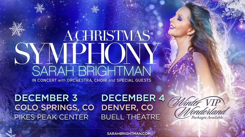 the world’s best-selling soprano and legendary GRAMMY® award-nominated artist sarah brightman returns with her ‘a christmas symphony” tour ❄️ which comes to pikes peak center dec 3, and buell theatre dec 4th ☃️ local presale begins thurs 10a - 10p 🎟️ on sale fri