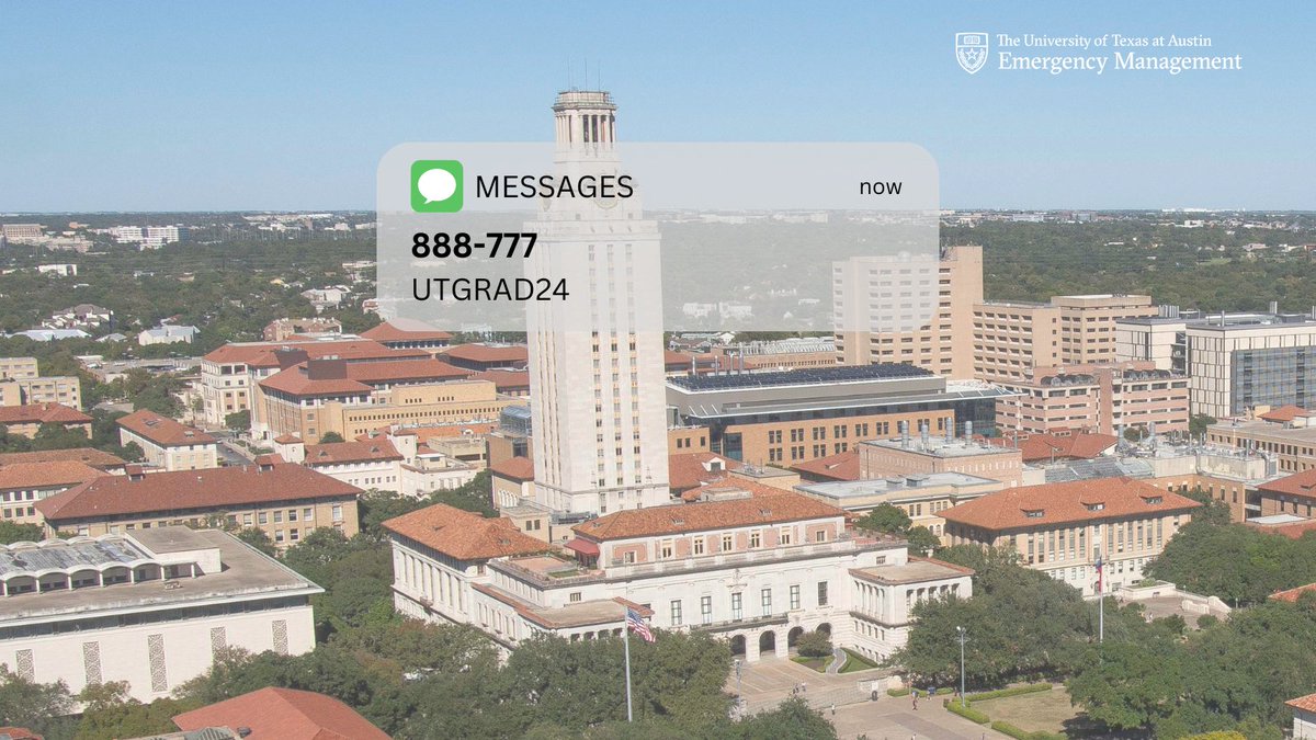 Commencement celebrations occur throughout this week and culminate with the University-Wide Commencement Ceremony at 7:30 p.m. on May 11, at Darrell K Royal-Texas Memorial Stadium. To receive updates and informational messages directly to your phone text 'UTGRAD24' to 888-777.