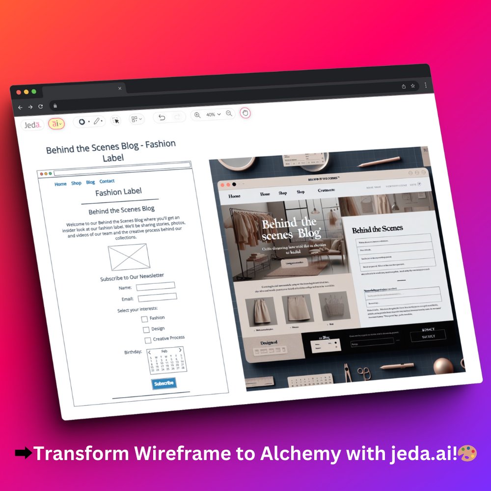 🚀 Embark on a Creative Journey: Redefine Possibilities with Alchemy by Jeda.AI!        

🎯Visit now at jeda.ai/generative-ai-…

 #JedaAI #AIAlchemy #AIArt #Analysis #Wireframe #VisualPrompt