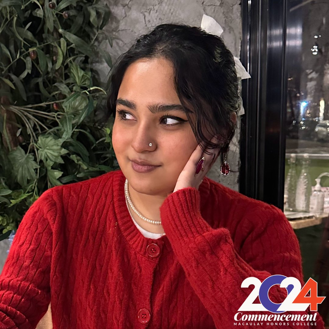 Sanjana Ahmed '24 (Hunter College) will represent her class as student speaker during Commencement, where she will also receive her Bachelor of Arts in Human Biology with a minor in Journalism. Congrats, Sanjana!