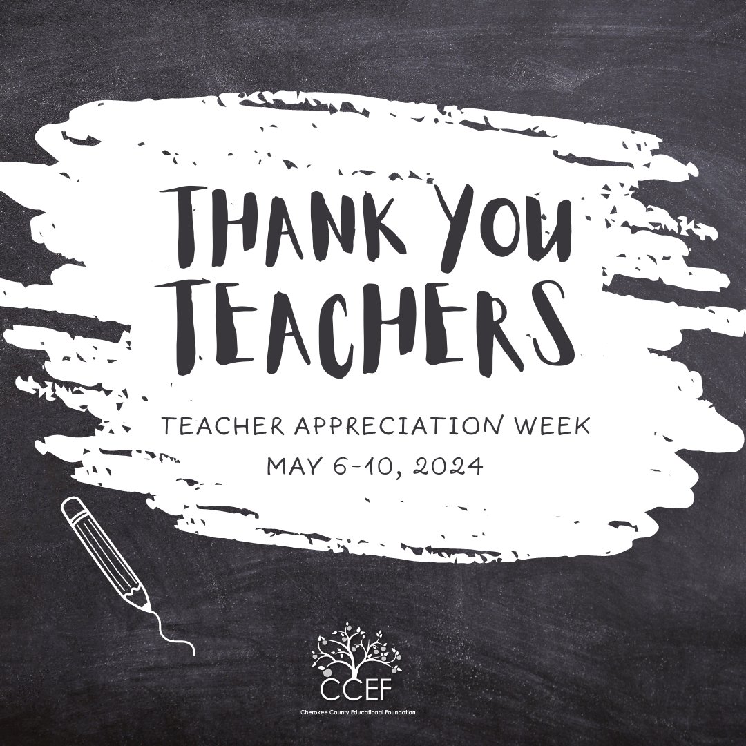 🍎✨ Today, on Teacher Appreciation Day, we celebrate the incredible educators in Cherokee County who inspire our students every day. The Cherokee County Educational Foundation salutes you!

#TeacherAppreciationDay #ThankATeacher #Cherokeecountyeducationalfoundation #CCEF #CCSD
