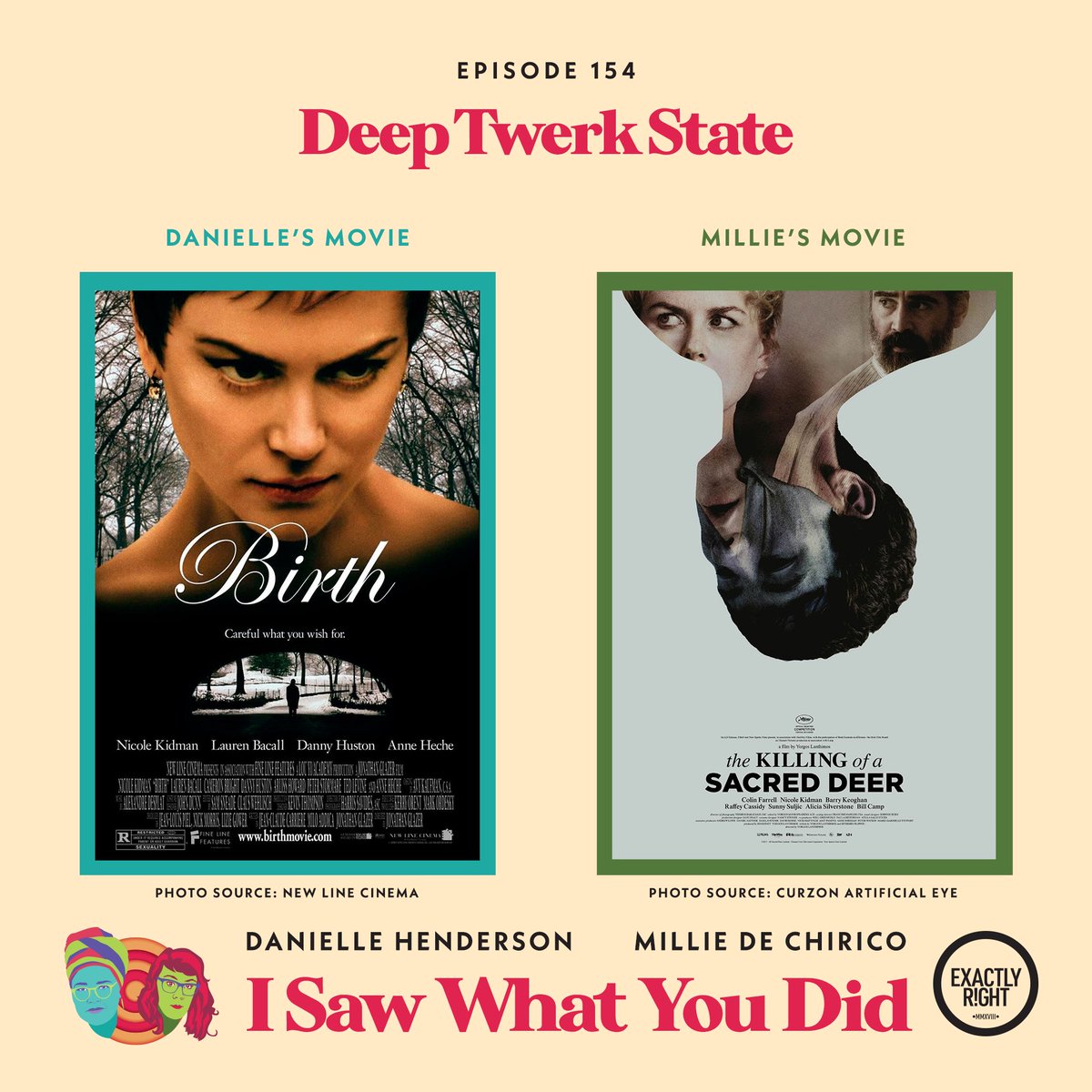 NEW EPISODE! This week, Millie and Danielle discuss THE KILLING OF A SACRED DEER (2017) and BIRTH (2004), Danielle doing yoga, grief penis, and Barry Keoghan starring in a LIAR LIAR remake.