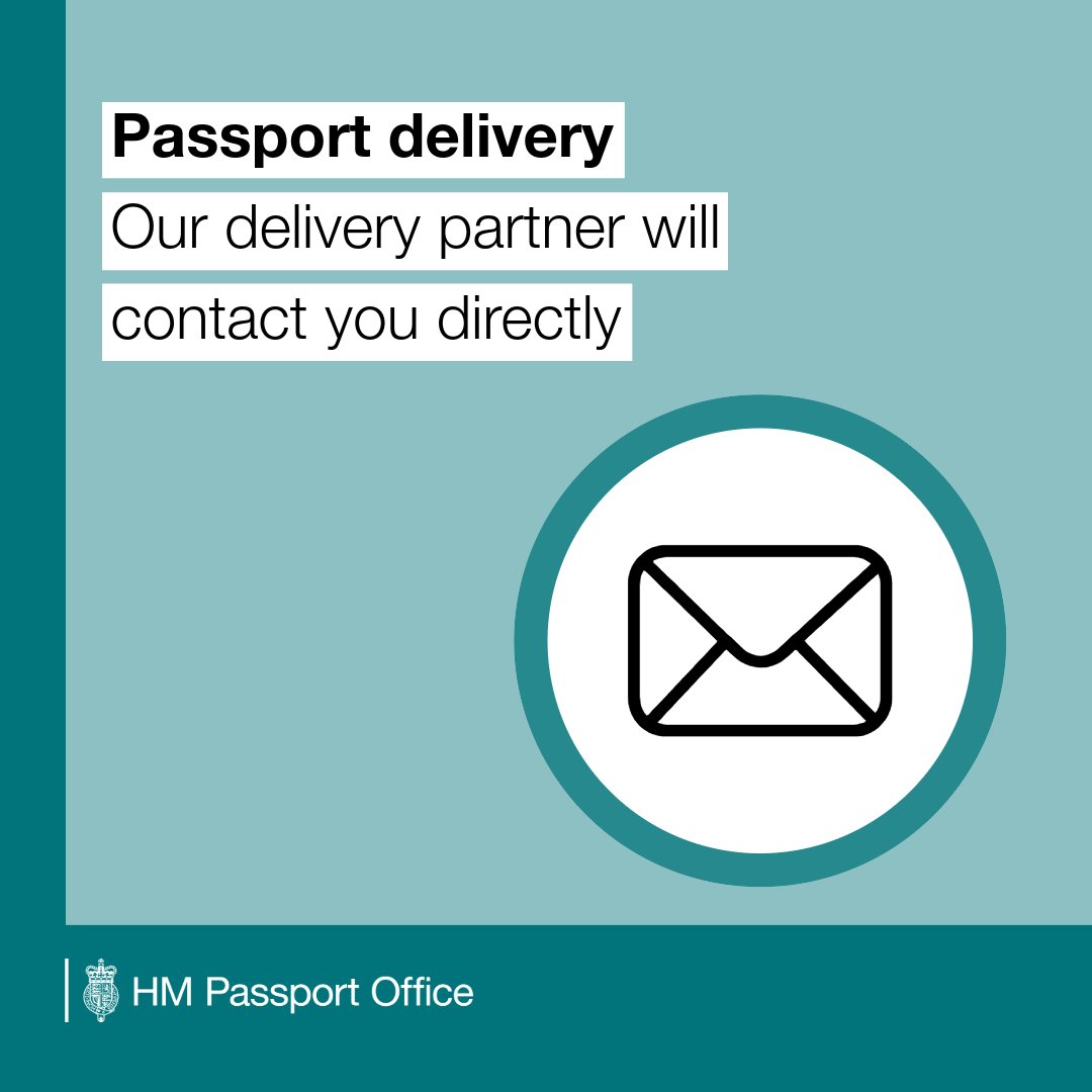 Do you need to be home for your passport delivery? Your new passport will be sent to you by our delivery partner 📮 They’ll either: ✅ post it through your letterbox ✅ hand it to you if you’re home ✅ leave a card or post a letter saying how you can get it #MyPassportDelivery
