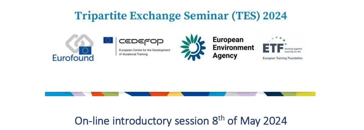 Tomorrow, with #EU27 and #westernbalkan countries we kick off the Tripartite Exchange Seminar

#TES is a learning journey to find out how 

🤝#socialdialogue powers #greentransition 🌿

organised by #euagencies @eurofound @Cedefop @EUEnvironment @etfeuropa