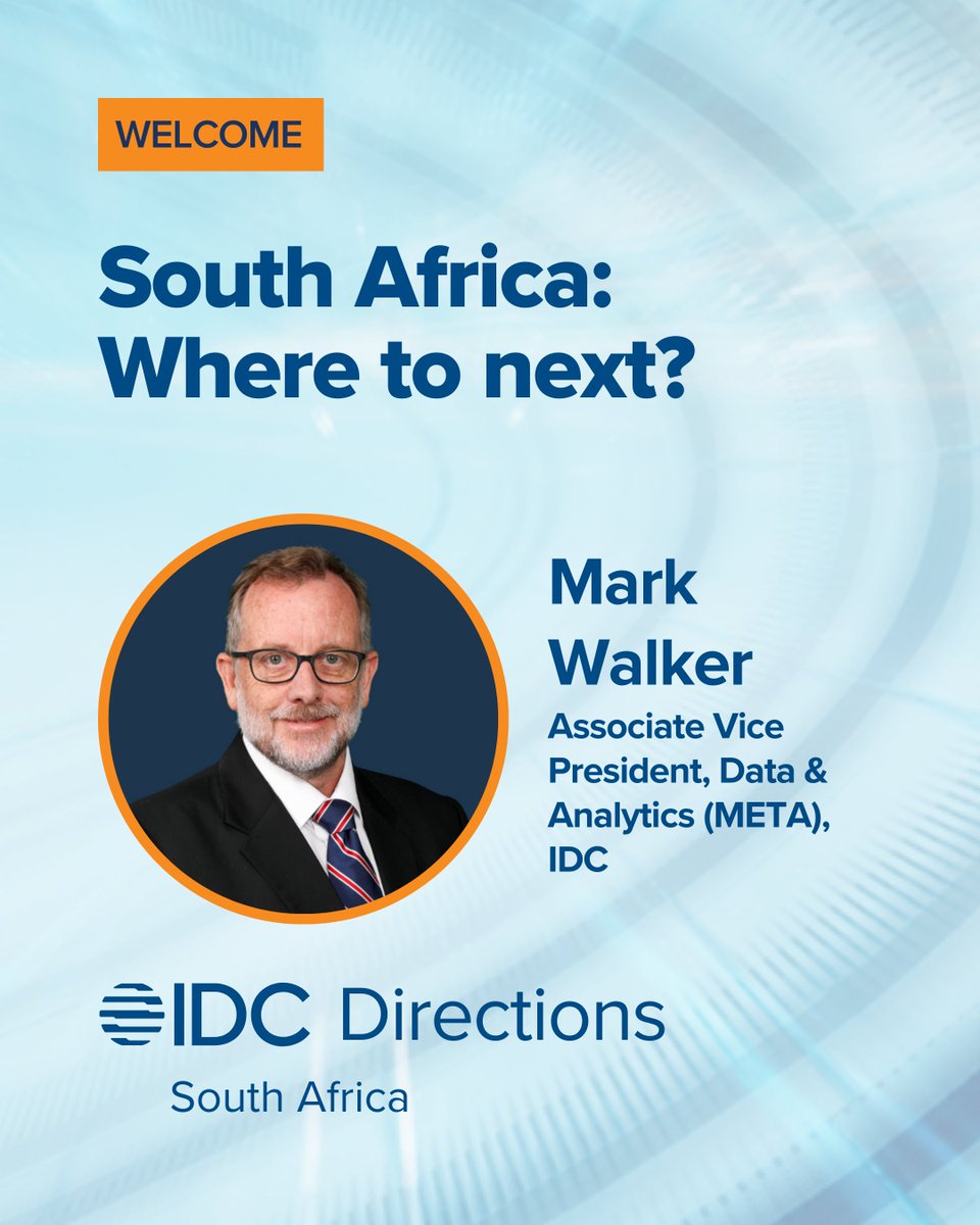 IDCMEA's tweet photo. Exciting News! 📢 
Join Mark Walker, @IDC's AVP of Data &amp; Analytics (META), at #IDCDIRECTIONSSSA in #Johannesburg on May 8th. Let's explore South Africa's future together! ✨
Don't miss out! 🔗 https://t.co/pS39Q8lrF6 

#AI #DigitalFuture #TechTrends https://t.co/4w5oiUbExX