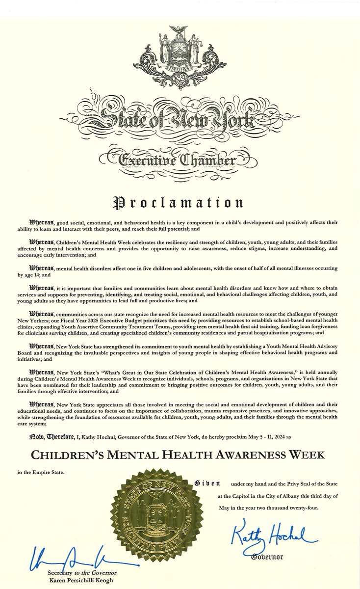 It's #ChildrensMentalHealthAwarenessWeek in the State of New York! 

#mentalhealthishealth #mentalhealthmatters