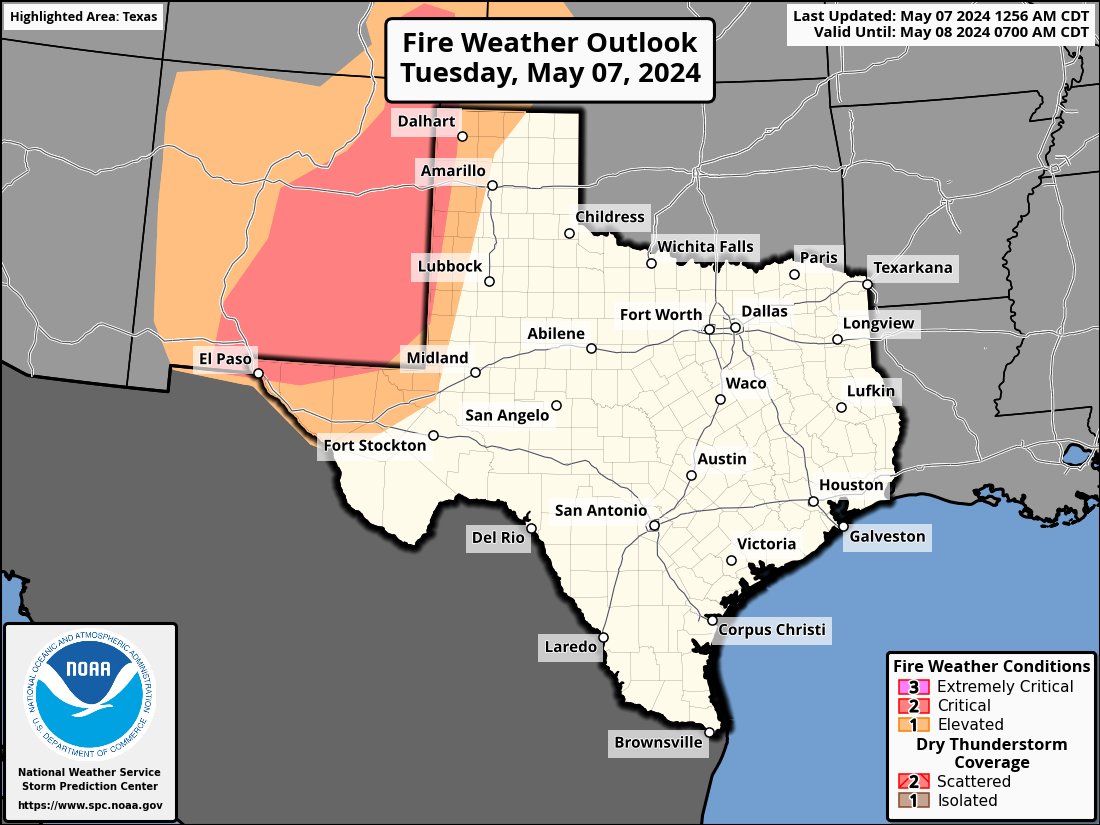 ⚠️ Flooding in Southeast Texas and Fire Danger out West!⚠️ Stay safe with these tips: 🚫Don't walk or drive through floodwaters. 🔥Avoid outdoor activities that produce sparks—Red Flag Warnings for far West TX & the Panhandle. ☁️Monitor local forecasts and stay weather aware!