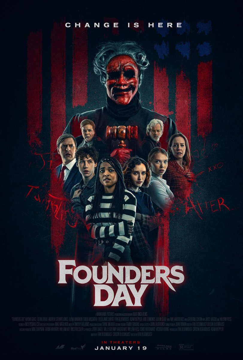 Founders Day 
#FoundersDay 
A slasher movie. 
Starring the beautiful & talented @EmiliaaMcCarthy, etc. 
I love horror, I am the HorrorLord! 
#horror #horrormovies