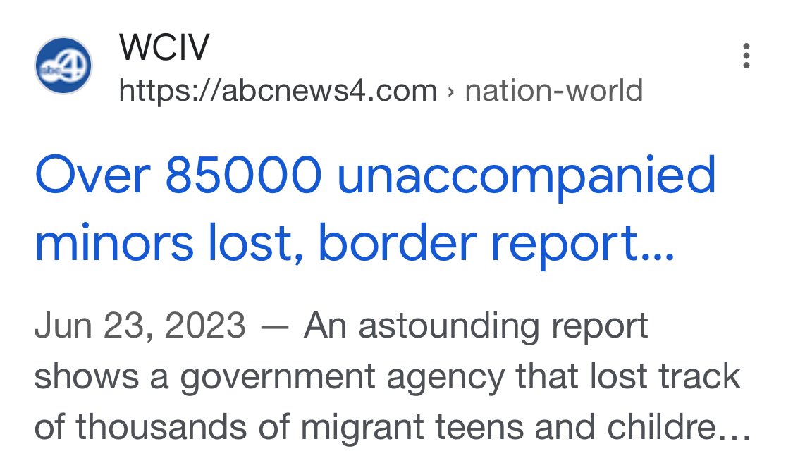 @JoeBiden You trafficked over 85,000 migrant children and lost them in the U.S. 
I guess you missed the report about the child smuggling going on across the border