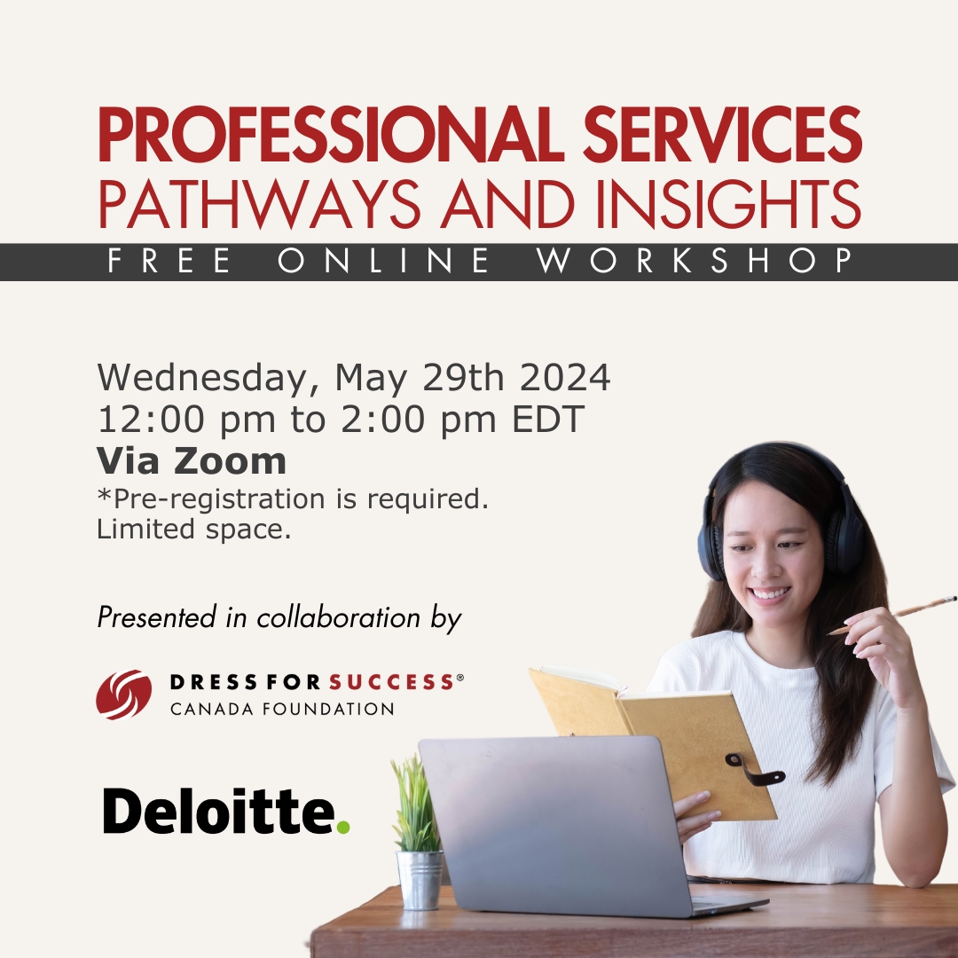 REMINDER: #DeloitteCanada and @DFSCanNational are hosting a free virtual workshop on May 29 from noon til 2 pm. Register for 'Professional Services Pathways and Insights' at us06web.zoom.us/webinar/regist… @DeloitteCanada