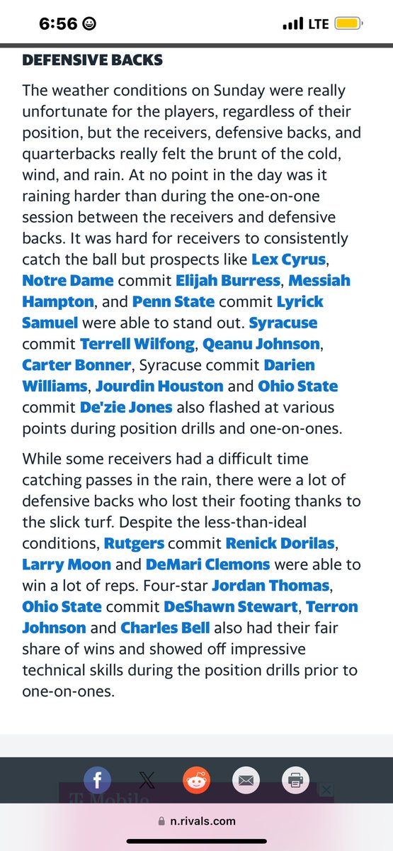 Blessed to be recognized as one of the best CB at the @TheUCReport camp. More work to do @Joespags12 @Coachlanese13