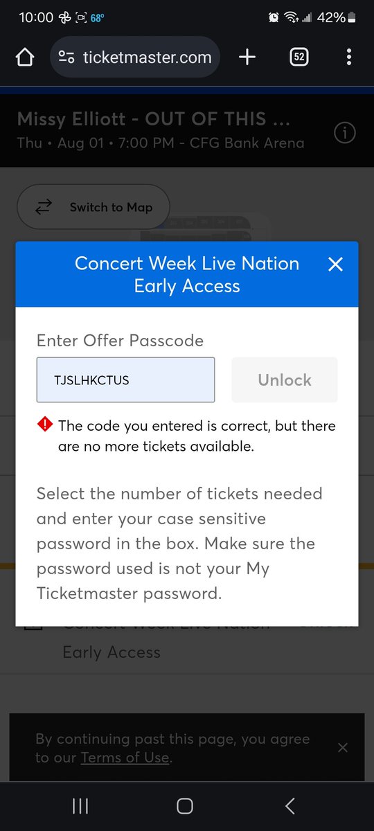 Ok @LiveNation @Ticketmaster 

This is straight bullshit. The tmobile presale started at 10am and was sold out by 959am. Straight joke.