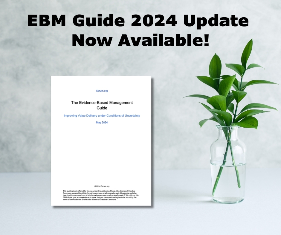 What's new with Evidence-Based Management? There is an update available for the EBM Guide with some clarifications and details! Learn more in this blog by Patricia Kong and Kurt Bittner with the latest updates: ow.ly/IgfZ50Ryqkh #Agile #EvidenceBasedManagement @pmoonk88