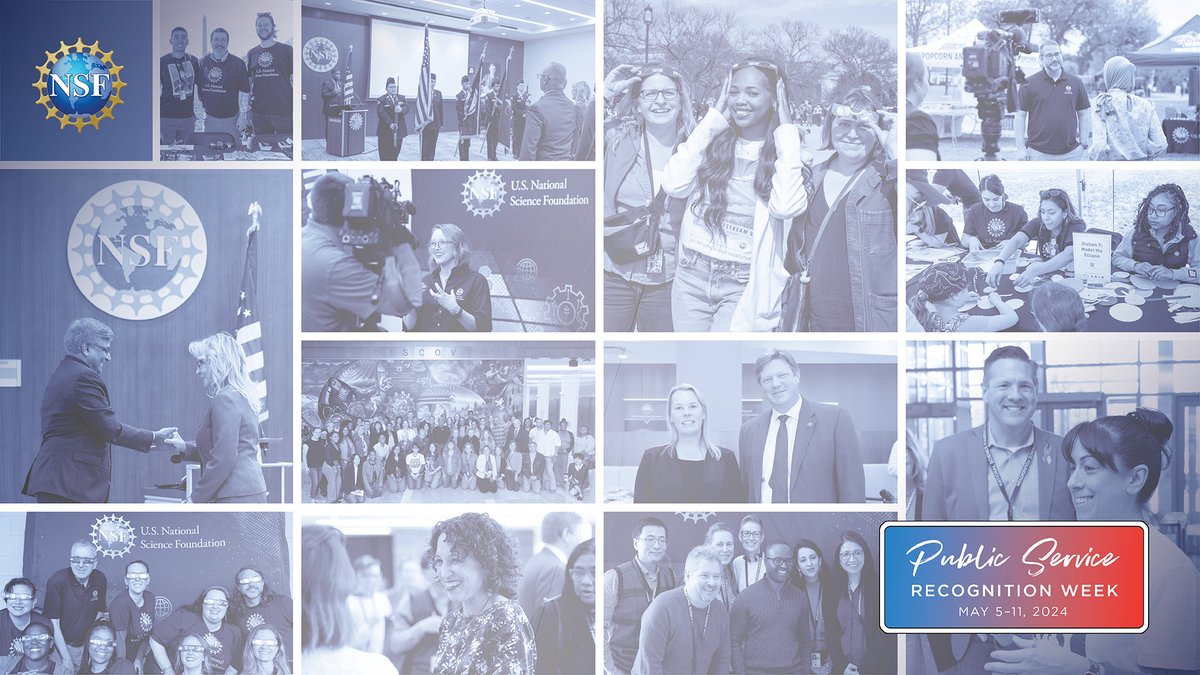 Happy #PublicServiceRecognitionWeek! We honor @NSF staff & the nation's workers at all levels, from federal to local government. NSF's daily scientific contributions keep our country at the forefront of discovery & innovation. 🔭 Here's to you! 👏 #PSRW
