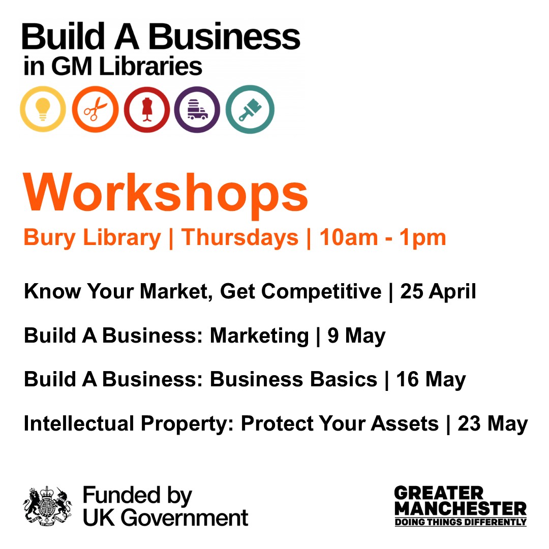 Get the skills, knowledge and confidence to market your business successfully at our @BuildaBiz_GM Marketing Workshop! #Bury Library, Thursday 9 May, 10am to 1pm. Book your #free tickets now: bit.ly/BABWorkshopsBu….