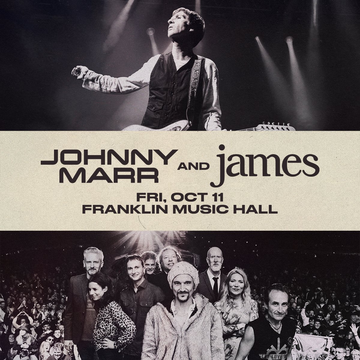 🚨CONCERT ANNOUNCEMENT🚨 @Johnny_Marr & @wearejames are coming to @franklinmhall on October 11th‼️ Listen with @jaxonradio all week for the keyword in the 10:00 hour for your chance to score tix thanks to @BoweryPhilly Tix on sale Friday 5/10 at 10am