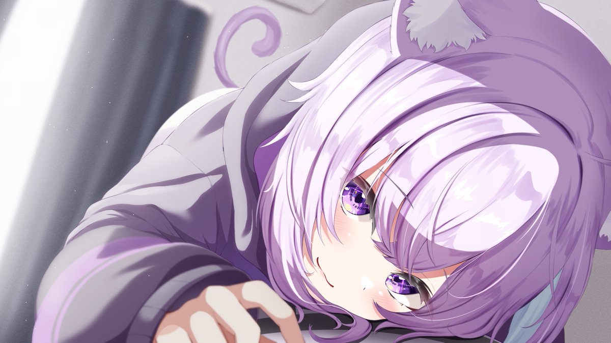 「あ、やっと起きた💜」

＃絵かゆ