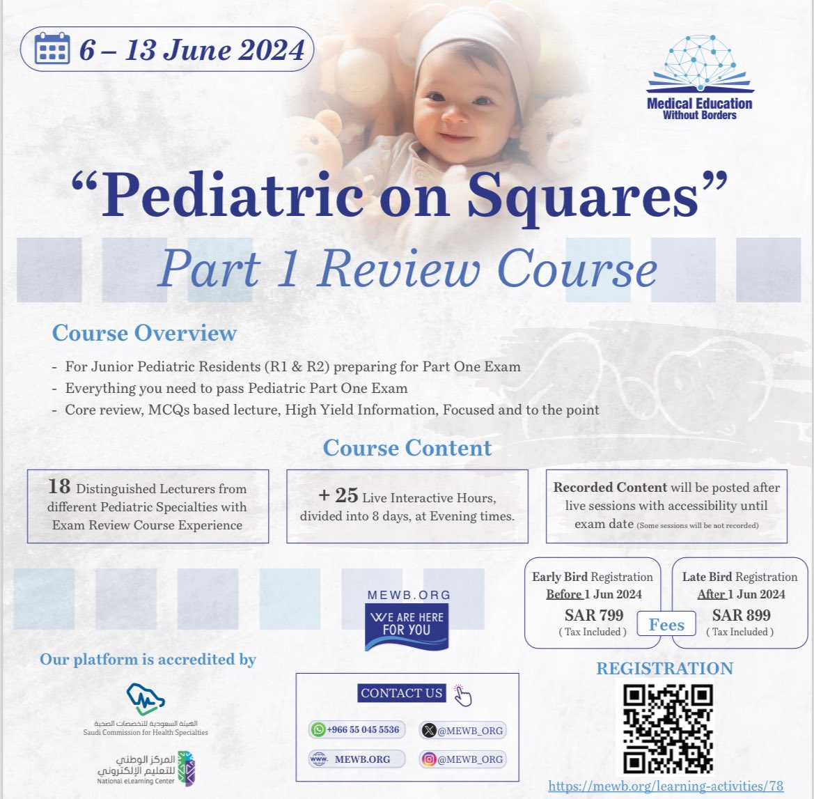 Pediatric on Squares (@onsquares) on Twitter photo We're glad to announce the:
🟪 “Pediatric on Squares” Part 1 Pediatric Review Course
🟧 Virtual Course for Junior Pediatric Residents Preparing for 1st Part Exam
🟩 For Registration and Further Information Scan the QR code or visit <a href="/mewb_org/">Medical Education Without Borders</a> website
#Pediatric #MCQs #Course We're glad to announce the:
🟪 “Pediatric on Squares” Part 1 Pediatric Review Course
🟧 Virtual Course for Junior Pediatric Residents Preparing for 1st Part Exam
🟩 For Registration and Further Information Scan the QR code or visit <a href="/mewb_org/">Medical Education Without Borders</a> website
#Pediatric #MCQs #Course