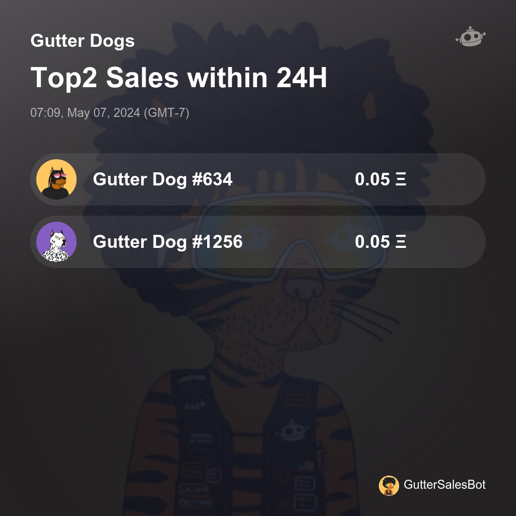 Gutter Dogs Top2 Sales within 24H [ 07:09, May 07, 2024 (GMT-7) ] #GutterDogs