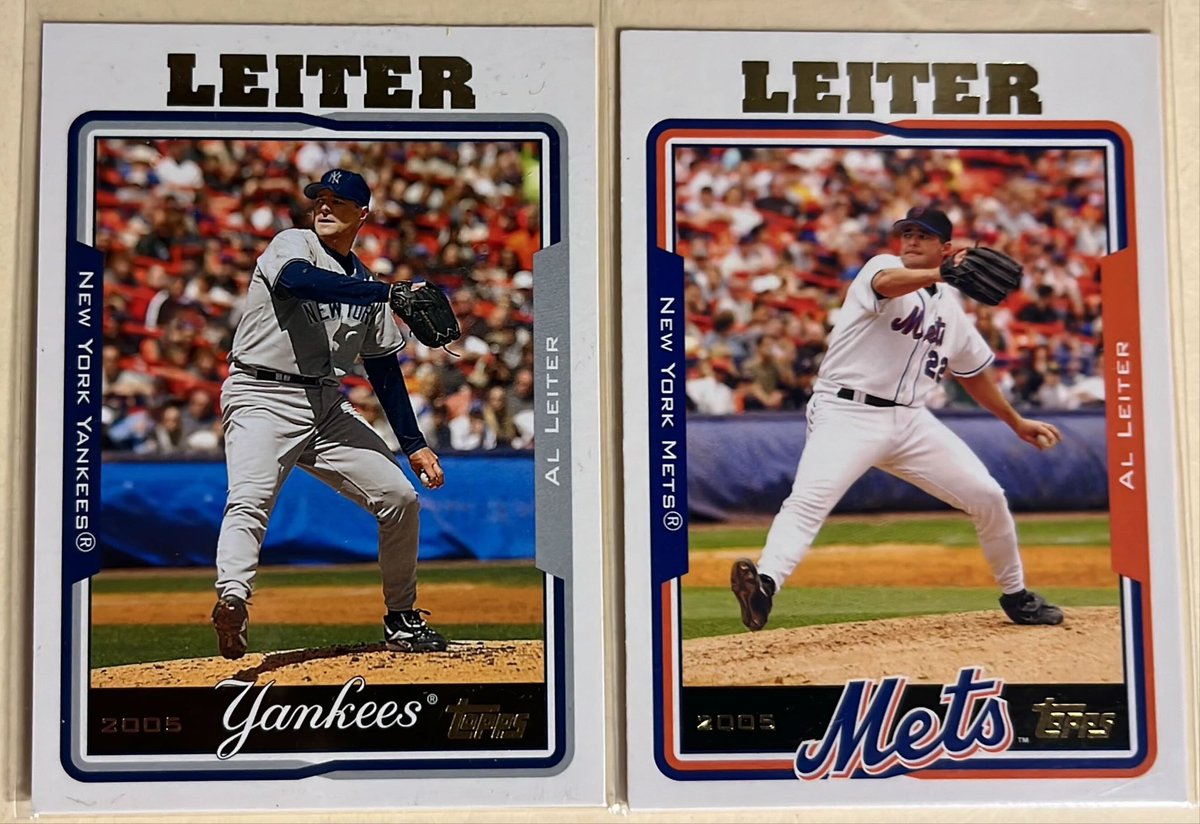 Two for Tuesday:
Two almost identical Al Leiter cards with two different teams.  Always a New York fan favorite. #NewYorkMets #NewYorkYankees