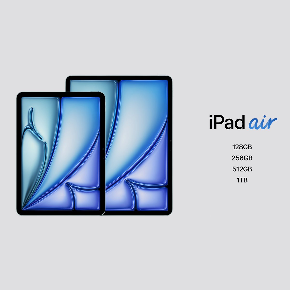 techsantos's tweet image. Nueva iPad air de 11 y 13 pulgadas
- Cámara de lado horizontal
- Procesador M2 50% más rápido que M1
- 4 colores, Morado, Azul, Starlight y Space Gray
- Wifi 6E