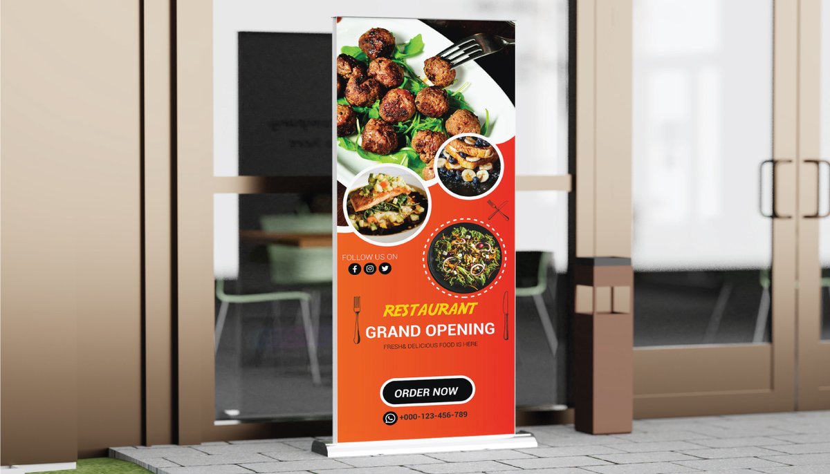 Restaurant Roll up Banner Design😊

#RollUpDesign #BannerBrilliance #VisualImpact #EyeCatching #MarketingMust #StandOutStyle #DesignInspo