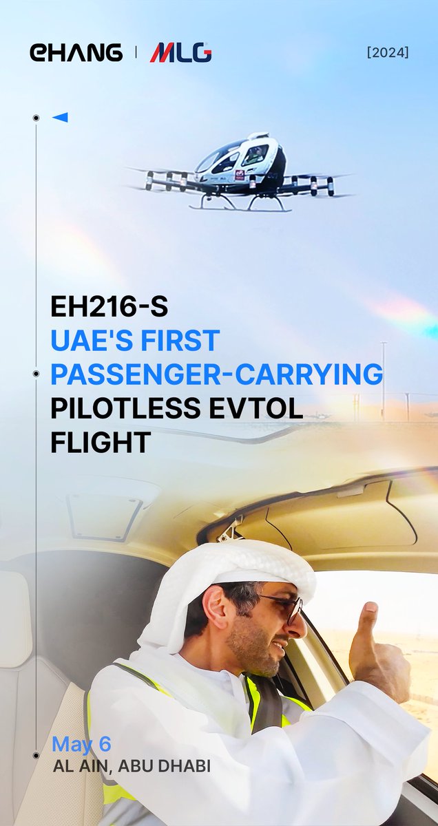 Yes! We Fly!

#EHang #EH216 #UAE #eVTOL #AAM #UAM #Airtaxi