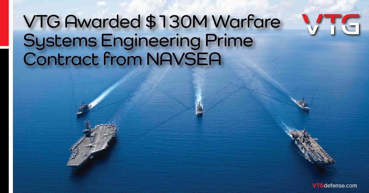 Big things happening at VTG! Proud to announce our $130 million contract with NAVSEA to support Navy warfare, control, and C5I systems. #VTG #NAVSEA #NavyInnovation #DigitalTransformation